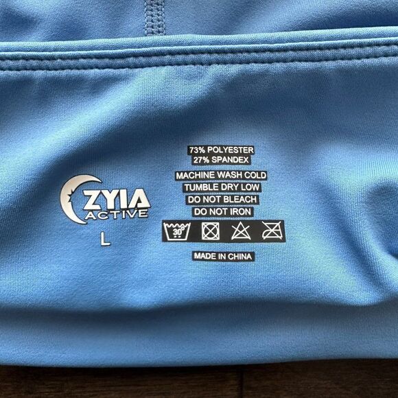 nwot Zyia Active Light N Tight Blue Steel HI Rise Capris 20", Size L - Picture 4 of 8